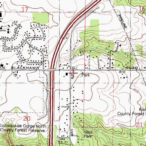 Topographic Map of Cherry Valley Fire Station 2, IL