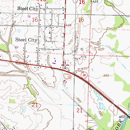 Topographic Map of Ewing - Northern Fire Protection District Station 3, IL