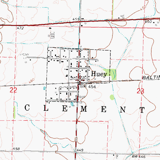 Topographic Map of Huey - Ferrin - Boulder Fire Protection District, IL
