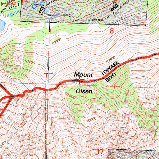 Topographic Map of Mount Olsen, CA