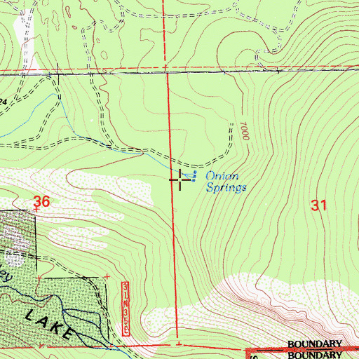 Topographic Map of Onion Springs, CA