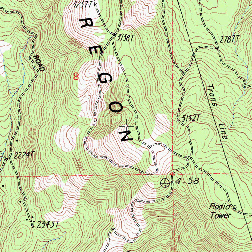 Topographic Map of Oregon Hills, CA