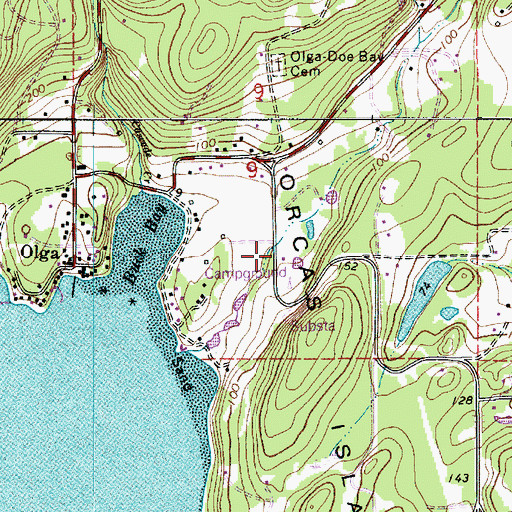 Topographic Map of San Juan County Fire District 2 / Orcas Island Fire and Rescue Station 25 Olga / Obstruction Pass, WA