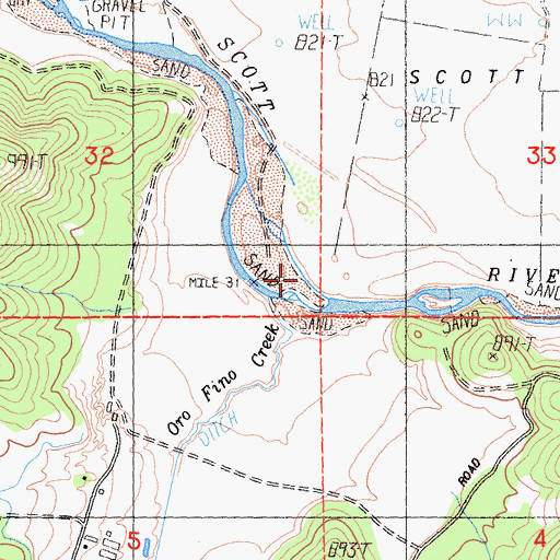 Topographic Map of Oro Fino Creek, CA