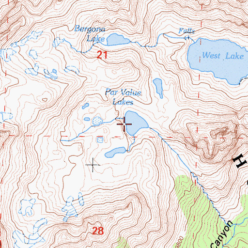Topographic Map of Par Value Lakes, CA