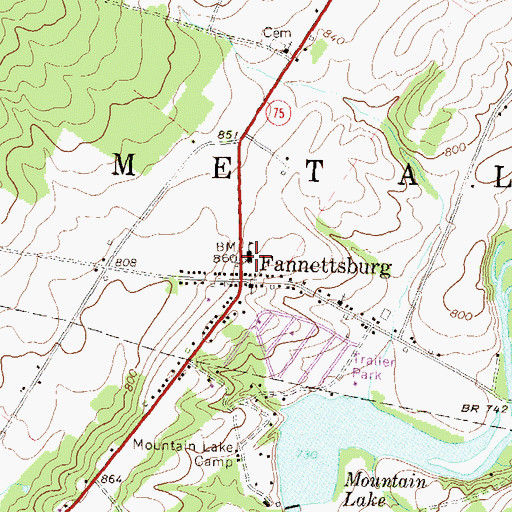 Topographic Map of Metal Township Fire and Ambulance Department - Company 21, PA