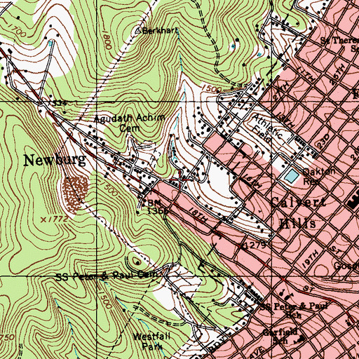 Topographic Map of Newburg Fire Department Station 12, PA