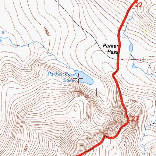 Topographic Map of Parker Pass Lake, CA