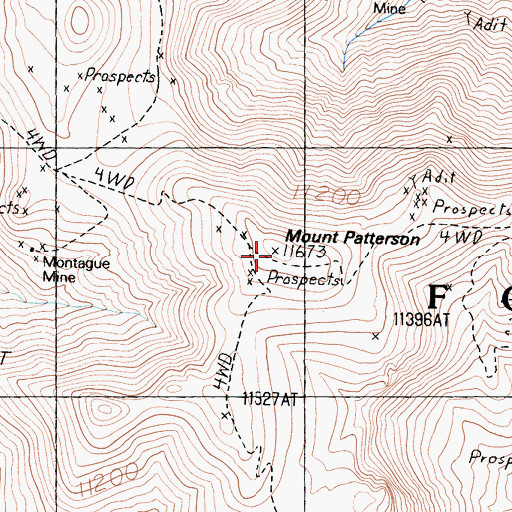 Topographic Map of Mount Patterson, CA