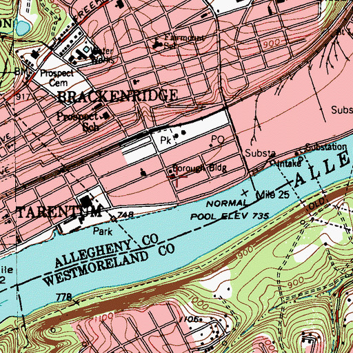 Topographic Map of Pioneer Hose Company - Station 112, PA