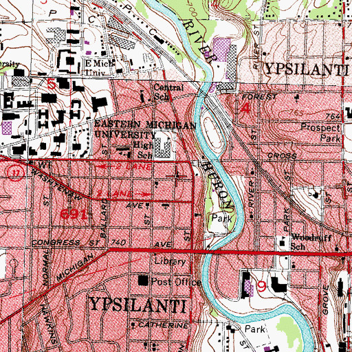 Topographic Map of First Presbyterian Church Memorial Garden, MI