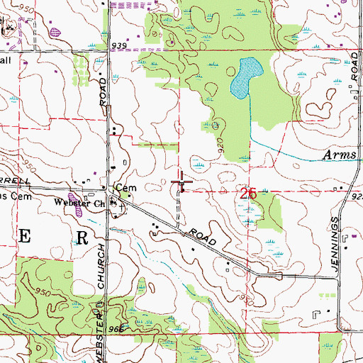 Topographic Map of Cottonwood Farm Cemetery, MI