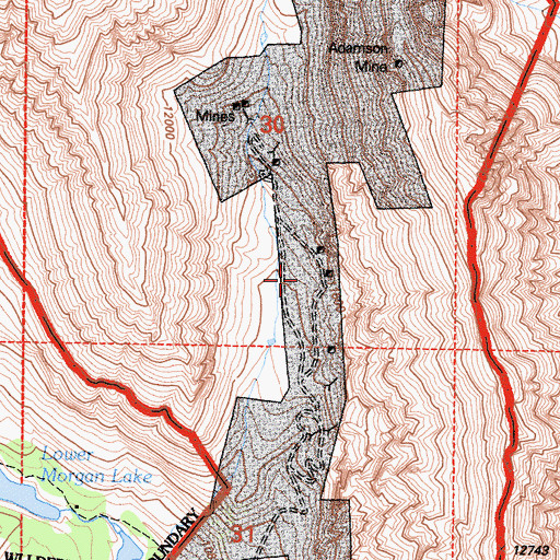Topographic Map of Pine Creek Mine, CA