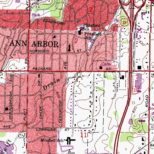 Topographic Map of Pittsview Park, MI