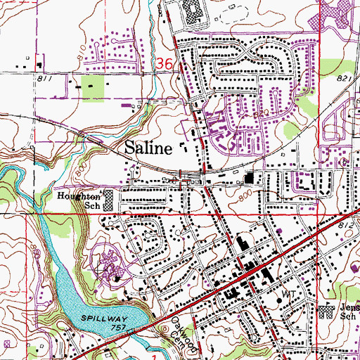 Topographic Map of Oakwood Baptist Church, MI
