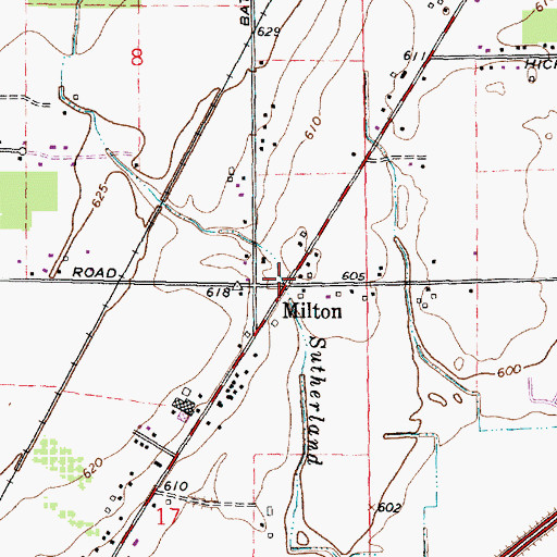 Topographic Map of Milton Post Office (historical), MI