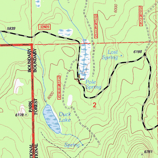 Topographic Map of Pole Spring, CA