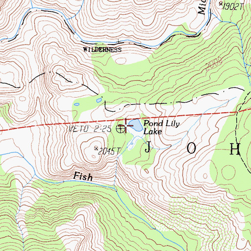 Topographic Map of Pond Lily Lake, CA