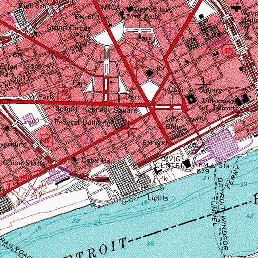 Topographic Map of Fort Lernoult Historical Marker, MI