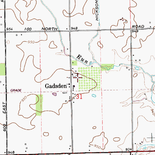 Topographic Map of Jones Greenhouse, IN