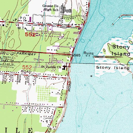 Topographic Map of Saint James Episcopal Chapel Historical Marker, MI
