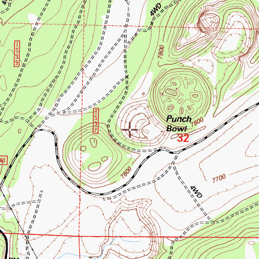 Topographic Map of Punch Bowl, CA