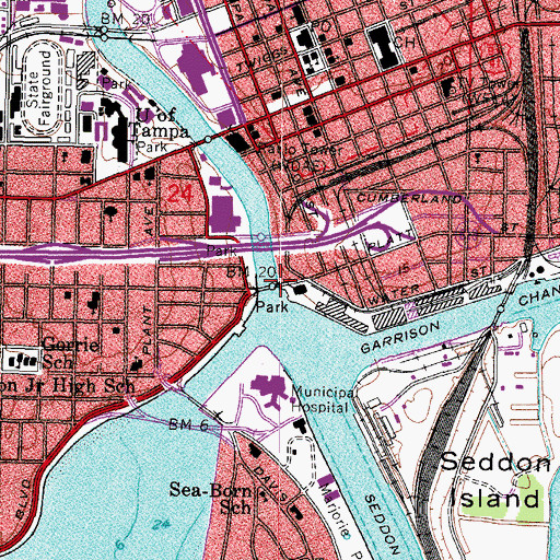 Topographic Map of Hillsboro River Channel (historical), FL