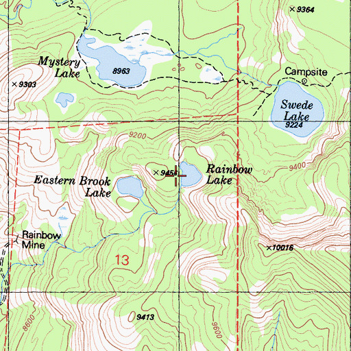Topographic Map of Rainbow Lake, CA