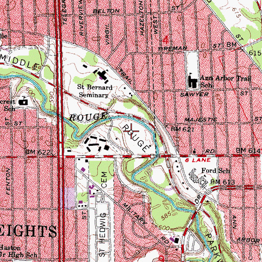 Topographic Map of Warrendale Park, MI