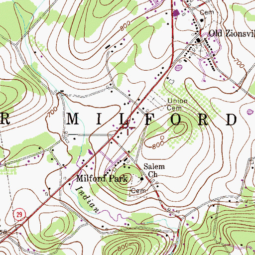 Topographic Map of Upper Milford Western District Fire Company Station 19, PA