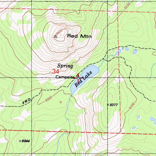 Topographic Map of Red Lake, CA
