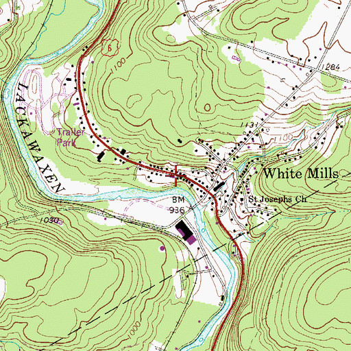 Topographic Map of White Mills Fire Department Station 32, PA