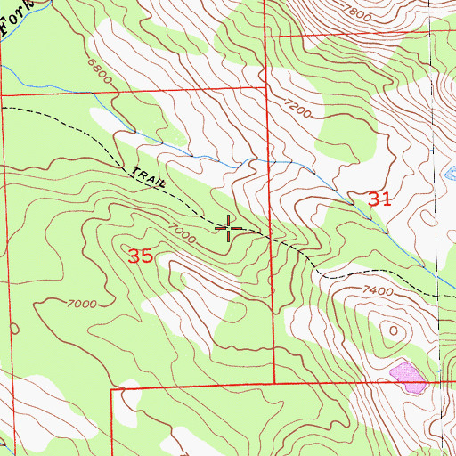 Topographic Map of Red Peak Trail, CA