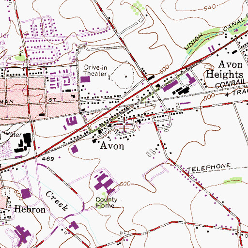 Topographic Map of Citizens Fire Company of Avon Station 27, PA