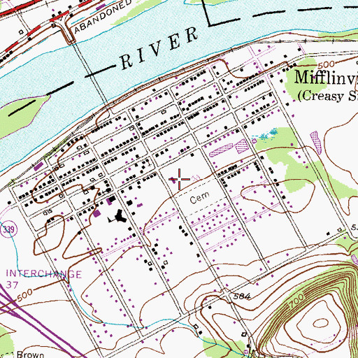 Topographic Map of Mifflin Township Forest Rangers and Fire Company Station 220, PA