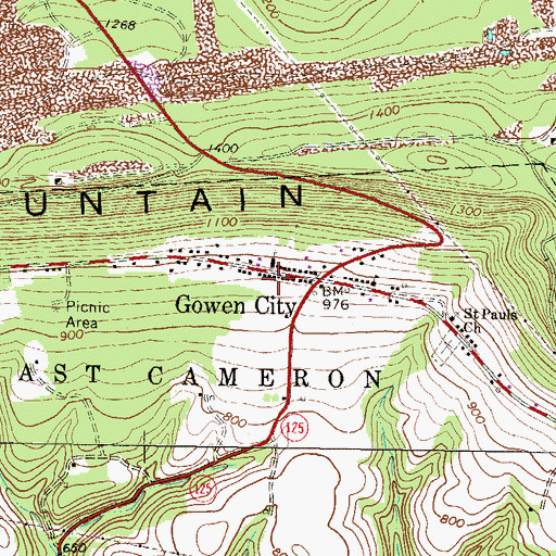 Topographic Map of East Cameron Township Fire Company, PA
