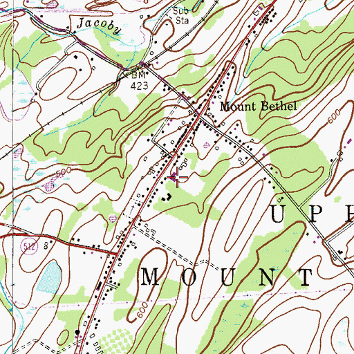 Topographic Map of Upper Mount Bethel Township Fire Department Station 37, PA