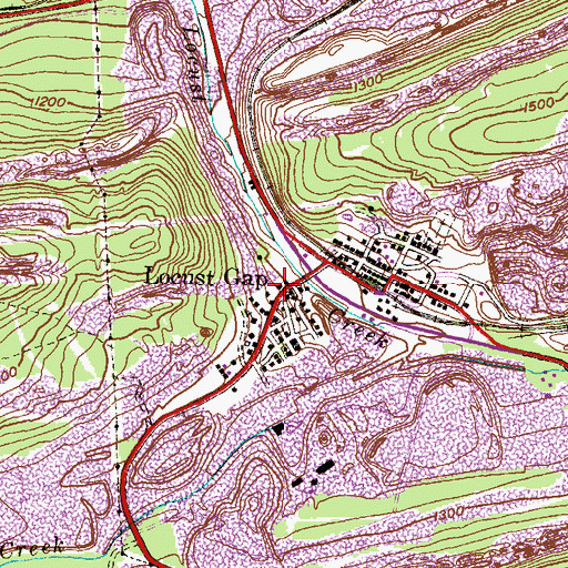 Topographic Map of Locust Gap Fire Company Station 23, PA
