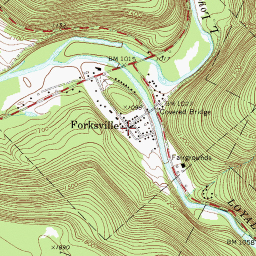 Topographic Map of Forksville Volunteer Fire Company Station 53, PA