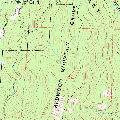 Topographic Map of Redwood Mountain Grove, CA