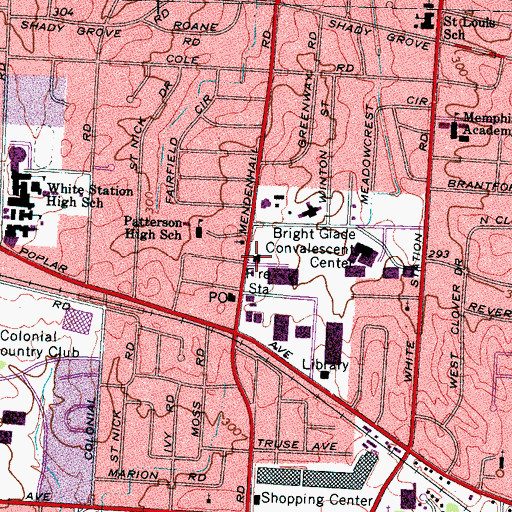 Topographic Map of Memphis Fire Station 21, TN