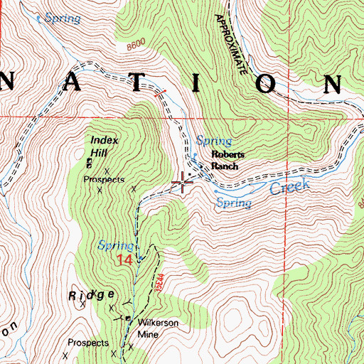 Topographic Map of Roberts Ranch, CA