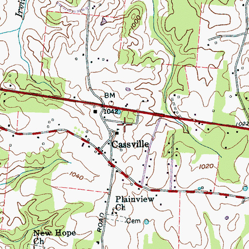 Topographic Map of District 5 Fire and Rescue Cassville, TN