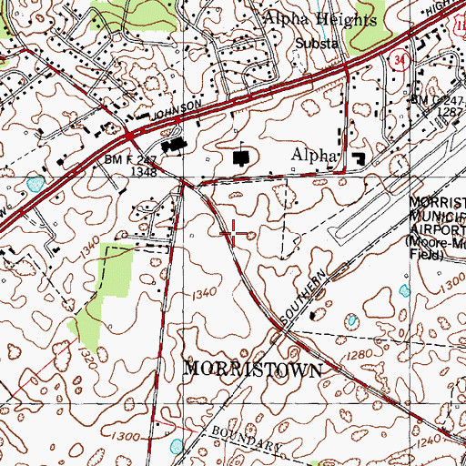 Topographic Map of Morristown Fire Department Station 5, TN