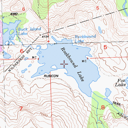 Topographic Map of Rockbound Lake, CA