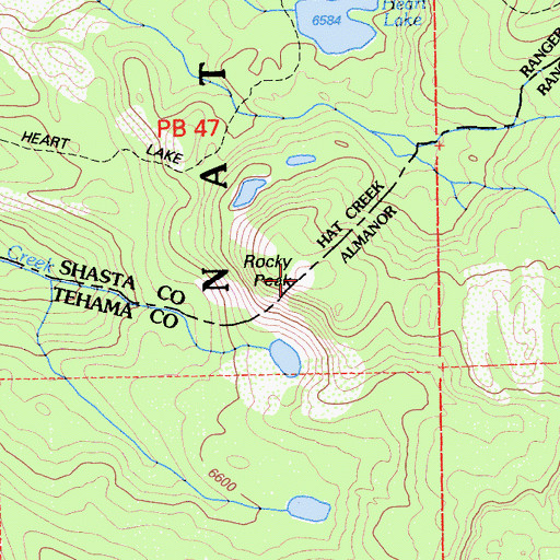 Topographic Map of Rocky Peak, CA