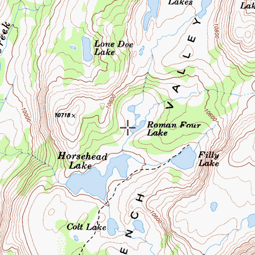 Topographic Map of Roman Four Lake, CA