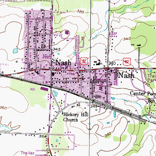 Topographic Map of Nash Volunteer Fire Department, TX