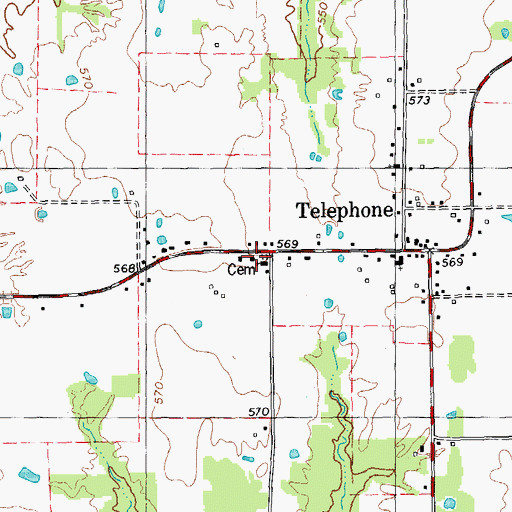 Topographic Map of Telephone Volunteer Fire Department, TX