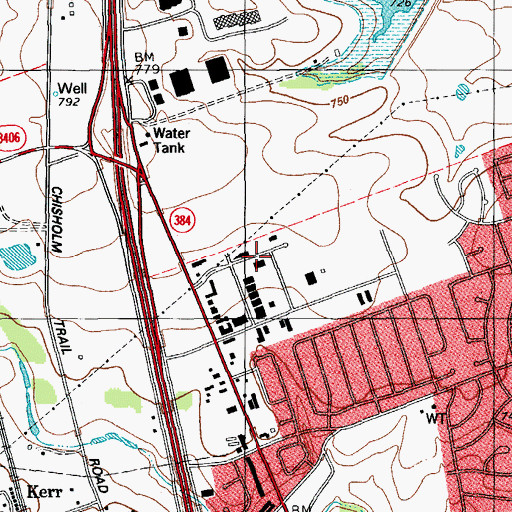 Topographic Map of Williamson County Emergency Medical Services Round Rock, TX